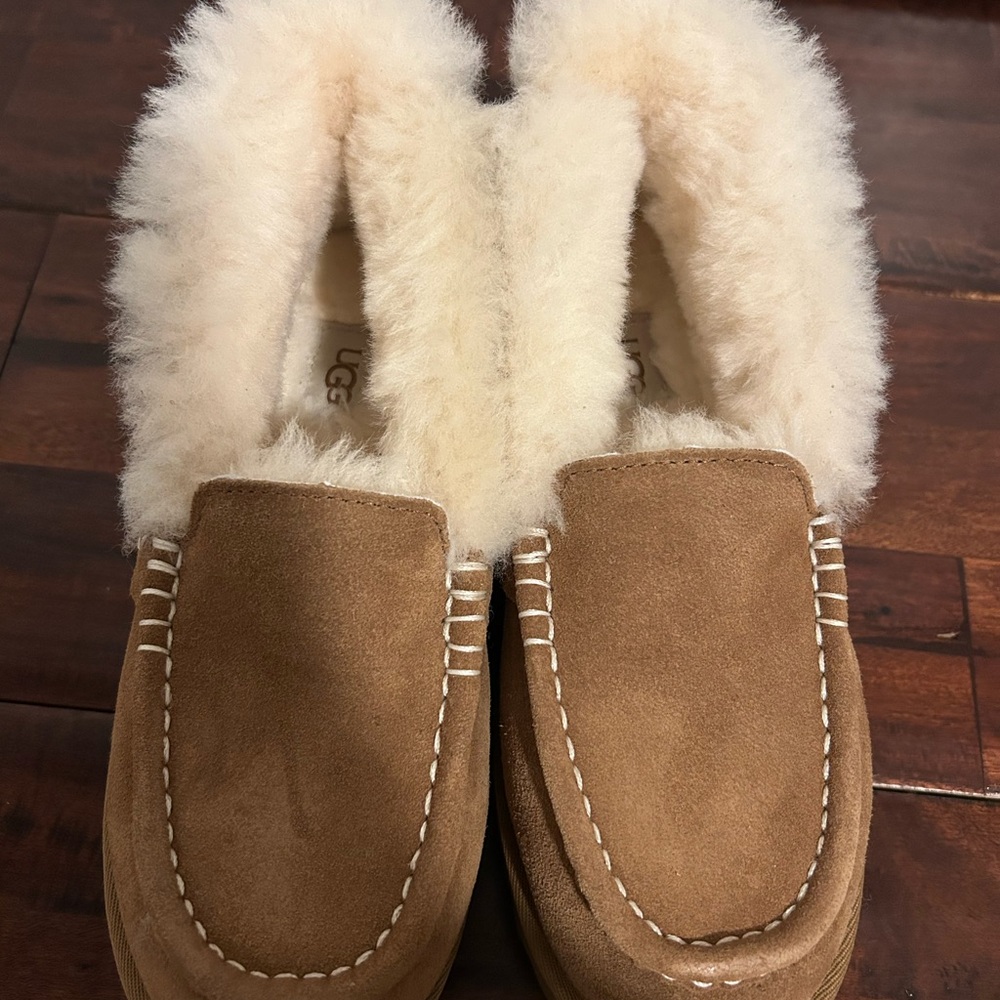 UGG Chestnut Suede Shearling Moccasins